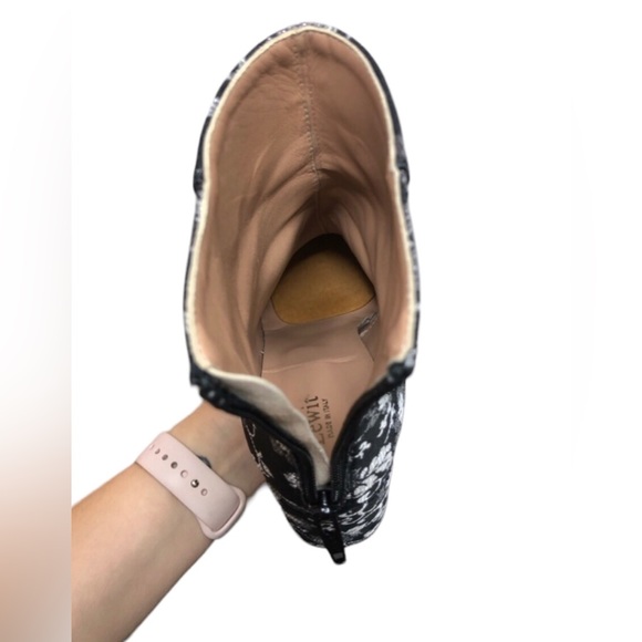 Lewit Lanzo Floral Silver and Black Block Heel Bootie Size 36.5 US Size 6 - Picture 7 of 12